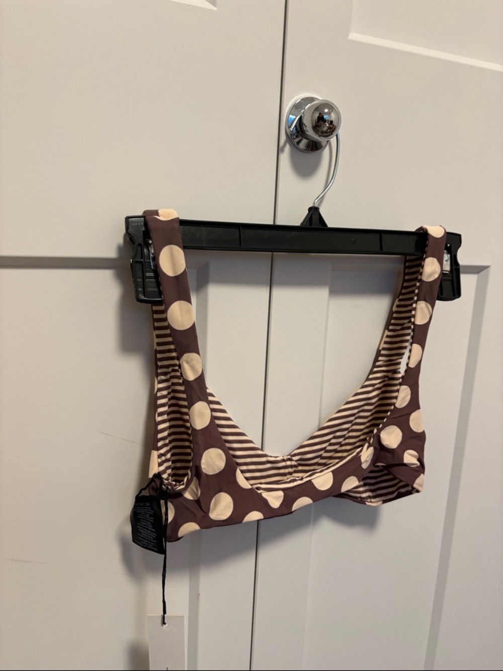 NWT [KikiRio] Reversible Polka Dot/Stiped Bikini Swimsuit Top Women's Sz XS - Picture 10 of 12